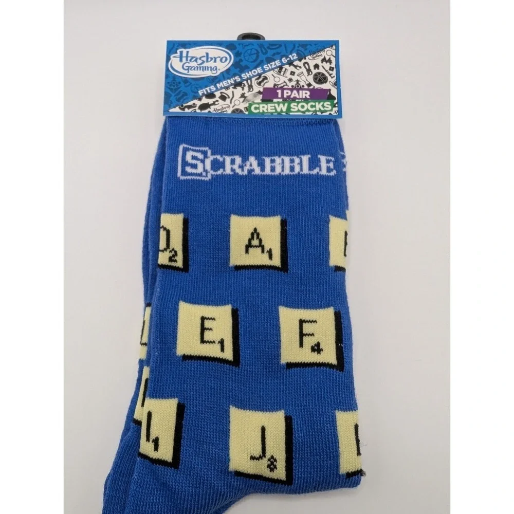 Odd Sox Scrabble Tiles Blue Crazy Funny Novelty Crew Socks Men's Size 6-12 NWT
